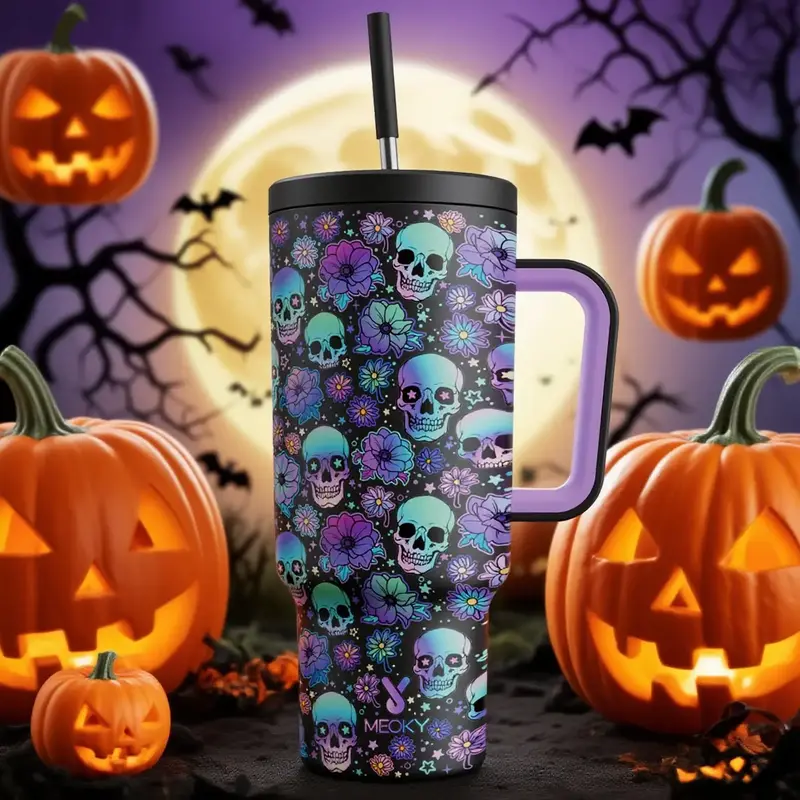 【Meoky-Halloween】NEW 8/26-40oz Festival Stainless Steel Insulated Tumbler，Food-Grade Stainless Steel ，Non-slip & Leak...