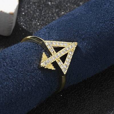 Brass Micro Pave Clear Cubic Zirconia Cuff Finger Rings for Women