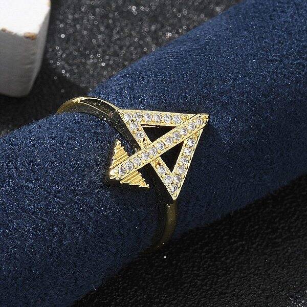 Brass Micro Pave Clear Cubic Zirconia Cuff Finger Rings for Women