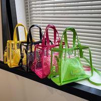 2 Pack Women's Transparent Handbags Casual Shoulder Bags Cute Tote Bags Fashion Crossbody Bags Suitable for Shopping Travel S...