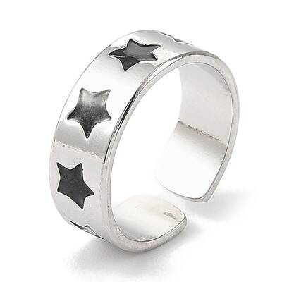 304 Stainless Steel Enamel Open Cuff Rings for Women