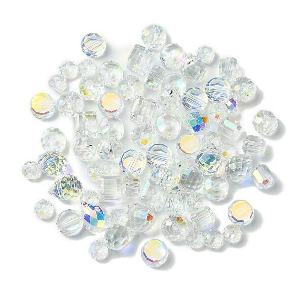 114Pcs Transparent Electroplate Glass Beads