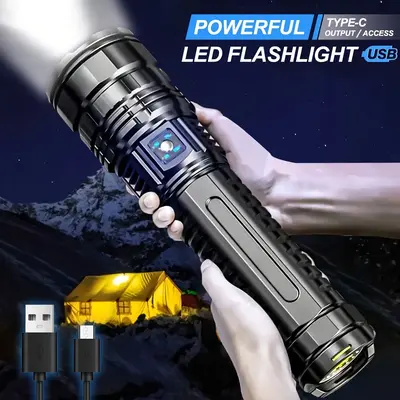 2024 Upgrade Ultimate Rechargeable LED Flashlight - 5 Lighting Modes, Waterproof, Long-Lasting Power - Durable Brightness for...