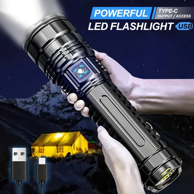 2024 Upgrade Ultimate Rechargeable LED Flashlight - 5 Lighting Modes, Waterproof, Long-Lasting Power - Durable Brightness for...