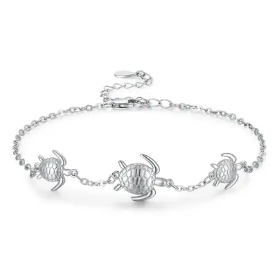 Sterling Silver Tortoise Charm Bracelet