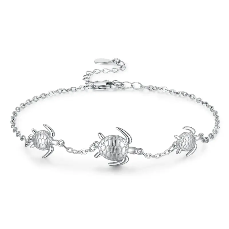 Sterling Silver Tortoise Charm Bracelet