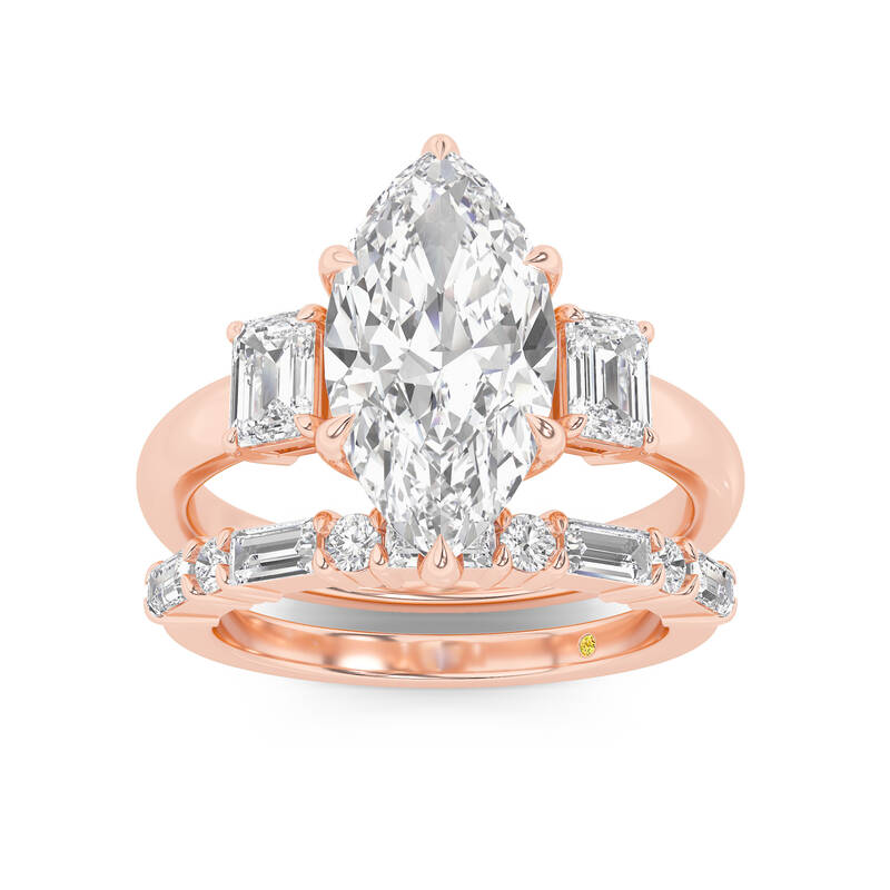 Moonbeam Lab Grown Marquise Diamond Engagement Ring with the Cleo Wedding Band | 14K Rose Gold 2 1/2 ct. tw.