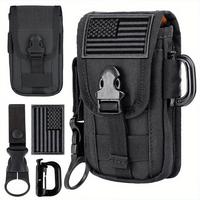 Phone Holster Pouch, Gadget Waist Bag Molle Attachment Belt Holder Bag with US Flag Patch and water bottle buckle for 4.7\
