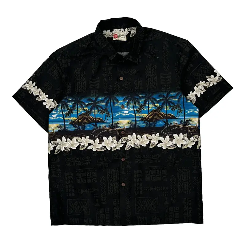 Hilo Hattie Hawaiian Shirt - XL Black Cotton