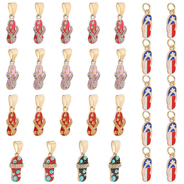29Pcs 6 Style Evil Eye Alloy Enamel with Rhinestone Pendants
