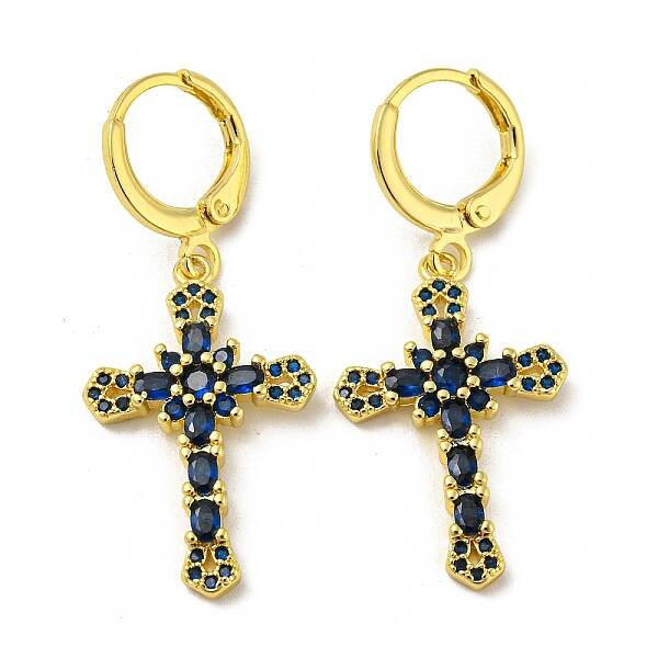 Real 18K Gold Plated Brass Dangle Leverback Earrings