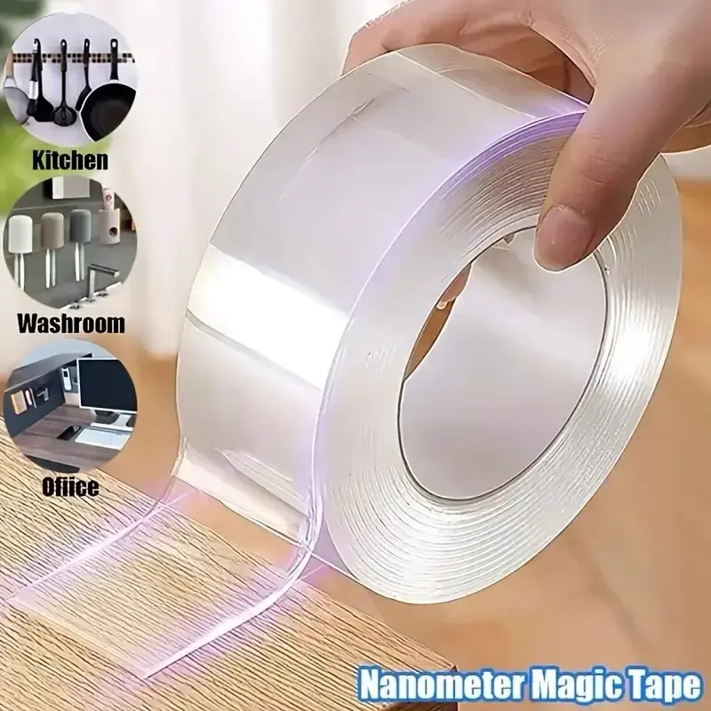 Ultra-strong Double Sided Adhesive,Nano Tape  Transparent Reusable Waterproof Tapes Heat Resistance Bathroom Home Decoration-...