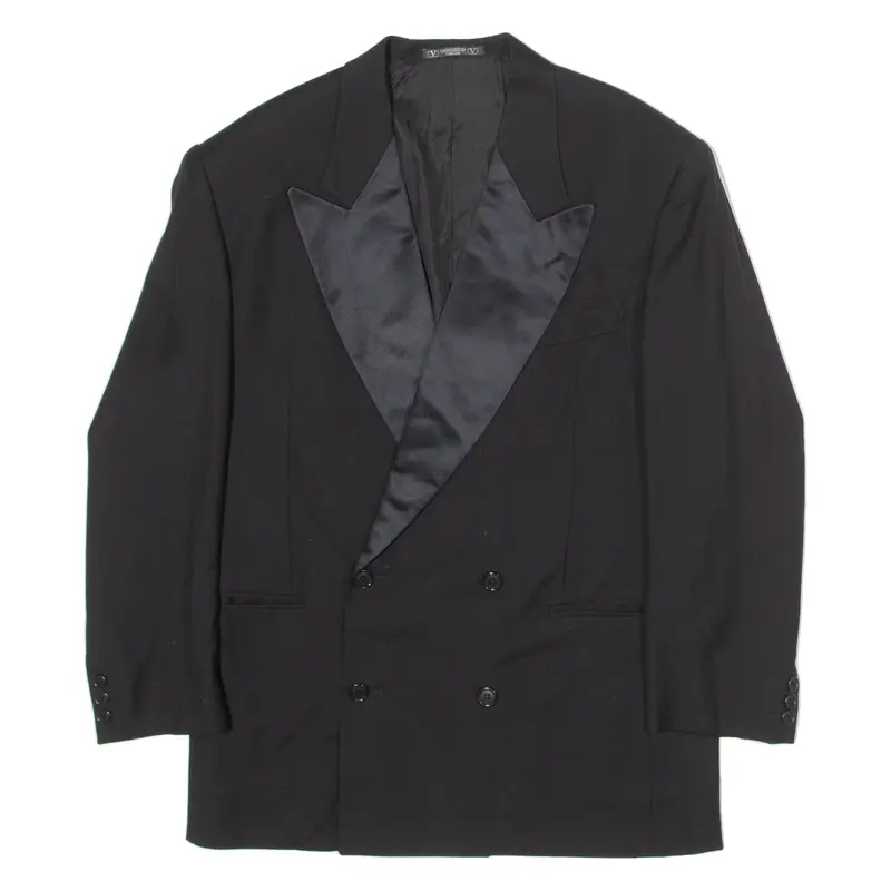 VALENTINO Double Breasted Tuxedo Mens Blazer Jacket Black Wool L