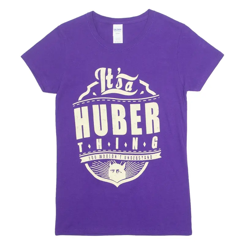 GILDAN It's A Huber Thing Mens T-Shirt Purple Crew Neck S