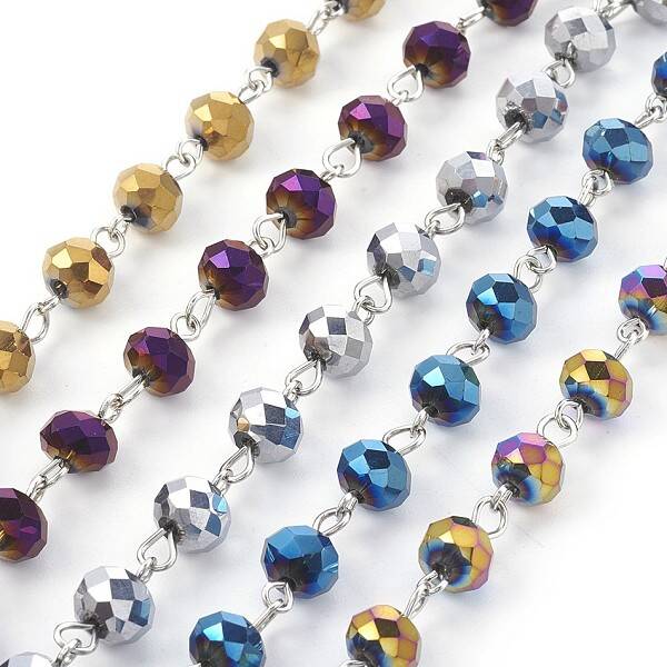 Handmade Electroplate Glass Beaded Chains