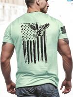 Men's Plain & Eagle & Striped Print Round Neck Tee, Regular Fit Casual Short Sleeve Crew Neck T-Shirt for Summer, Fashion Men...