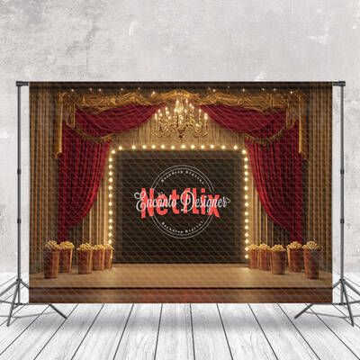 Retro Gold Stage Red Curtain stage Photo Backdrop - Aperturee