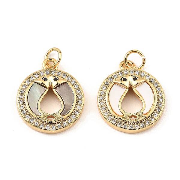 Brass Cubic Zirconia with Shell Pendants