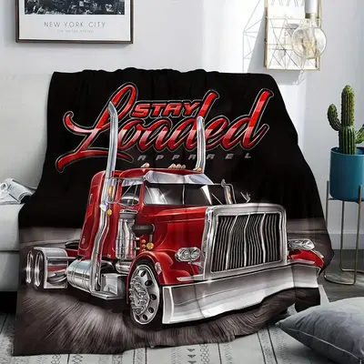 Fleece Blanket Themed for Truck Drivers, Featuring a Soft And Comfortable Creative Design, Perfect As a Gift for Logistics Tr...