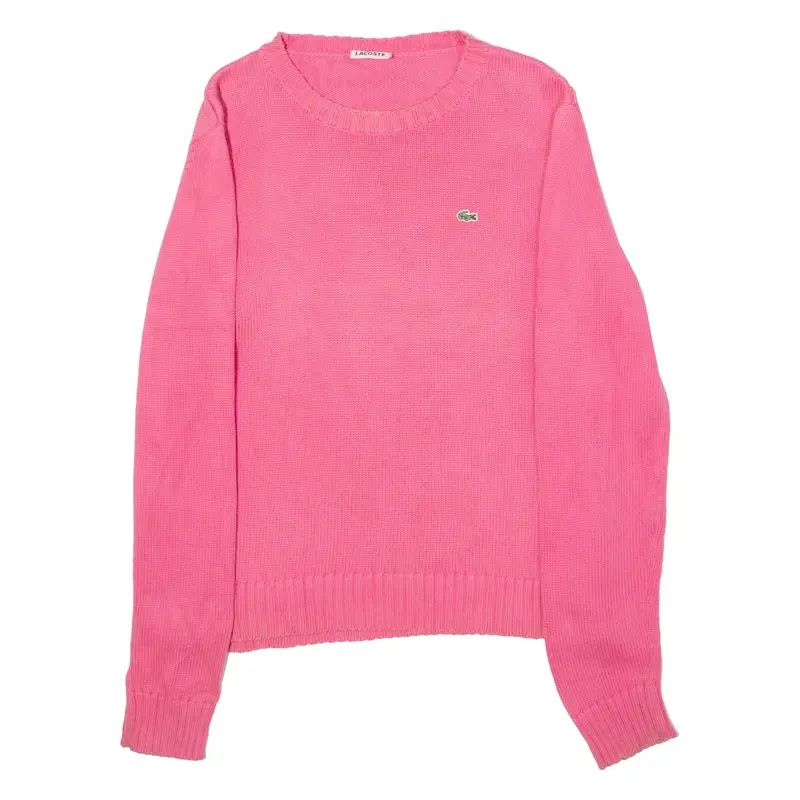 LACOSTE Womens Jumper Pink Crew Neck Tight Knit UK 12