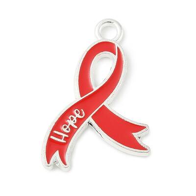 No To Drugs Red Awareness Ribbon Theme Alloy Enamel Pendants