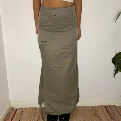 Unbranded Maxi Cargo Skirt - 27W UK 8 Khaki Cotton Blend