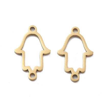 304 Stainless Steel Hollow Hamsa Hand Connector Charms