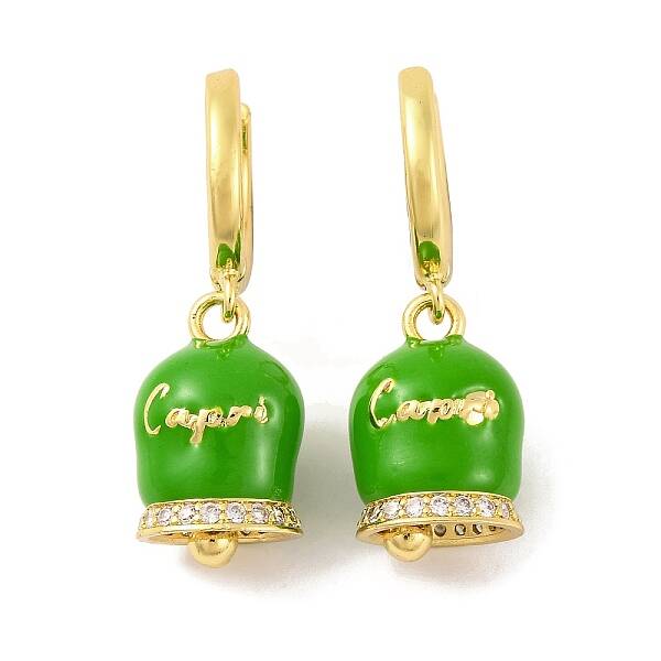 Bell Brass & Enamel Hoop Earrings for Women