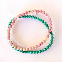 Dainty Attract Love Crystal Bracelet Set | Malachite, Rose Quartz, Rhodonite
