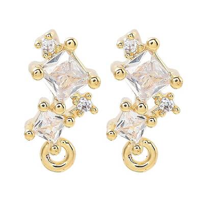 Brass Clear Cubic Zirconia Stud Earring Findings