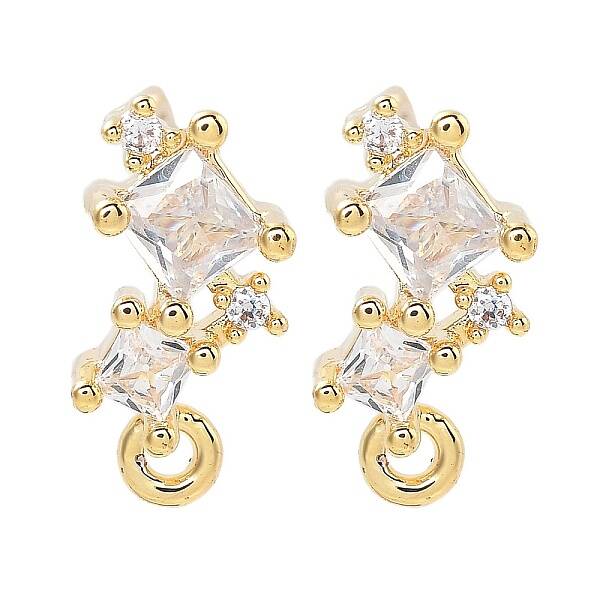 Brass Clear Cubic Zirconia Stud Earring Findings