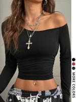 Women's Crop Tee, Casual Long Sleeve T-shirt for Summer, Fashion Women's Top for Daily Wear, Trending Clothing Women, Womensw...