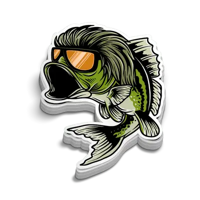 Bass Mullet Hard Hat Decal