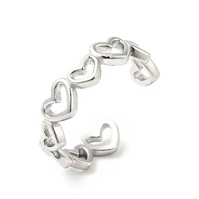 Non-Tarnish 304 Stainless Steel Heart Wrap Open Cuff Ring