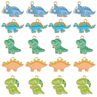 40pcs 5 Styles Alloy Enamel Pendants