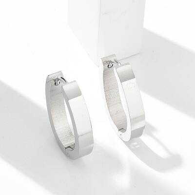 304 Stainless Steel Oval Hoop Earrings for Women