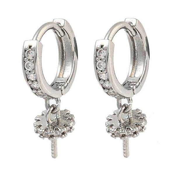 Brass Micro Pave Clear Cubic Zirconia Hoop Earring Findings
