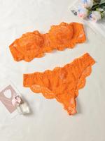 Women's Floral Lace Crop Top & Panty Two-piece Set, Sexy Comfy Breathable Lingerie Set for Daily Wear, Underwear Set for Wome...