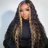 Amanda Hair Glueless Blonde Highlights 7x5 Closure 6x4 Lace Closure Pre-Cut Pre-bleached Deep Curly Water Wave Wig Springtok