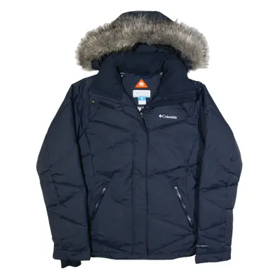 COLUMBIA Down Insulated Womens Ski Coat Blue Hooded M