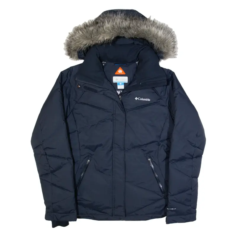 COLUMBIA Down Insulated Womens Ski Coat Blue Hooded M