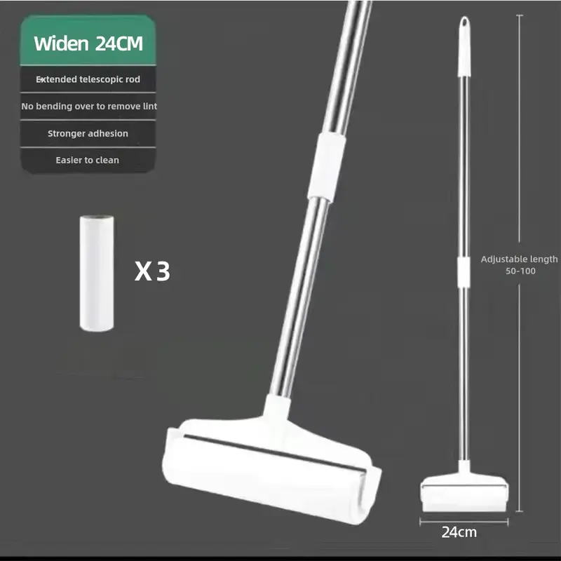 Large Lint Rollers for Carpet, 9.45 in with 3 Adjustable Extendable Handle,Long Handle Sticky Mop for Cleaning Carpets, Cloth...