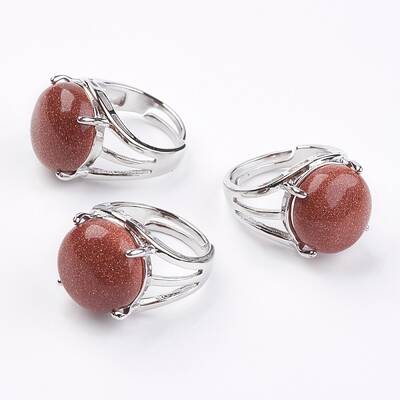 Adjustable Synthetic Goldstone Finger Rings
