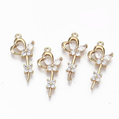 Brass Micro Pave Cubic Zirconia Pendants