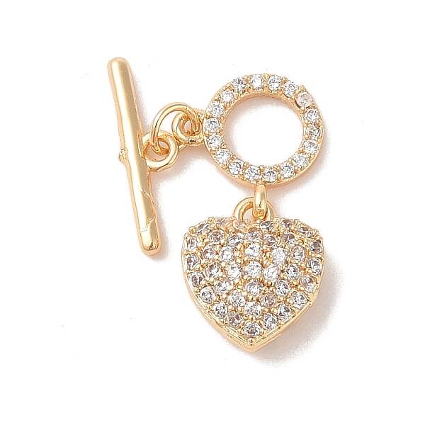 Brass Micro Pave Cubic Zirconia Toggle Clasps