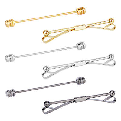 6Pcs 6 Styles Brass Collar Pins Tie Clips