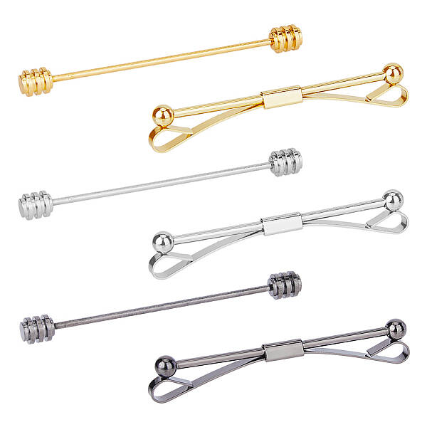 6Pcs 6 Styles Brass Collar Pins Tie Clips