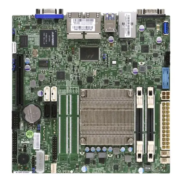 A1SRi-2358F Supermicro Socket FCBGA-1283 System on Chip Chipset Mini-ITX System Board (Motherboard) Supports Atom C2358 DDR3 ...