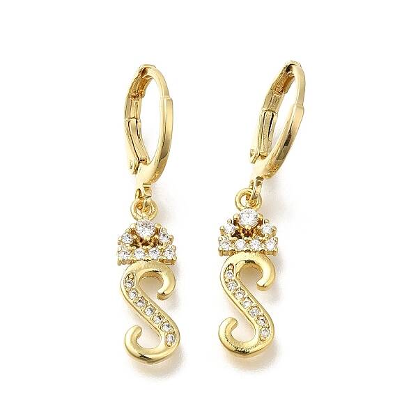 Brass Clear Cubic Zirconia Hoop Earrings
