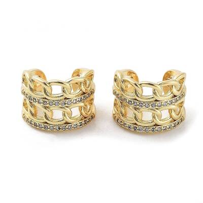 Brass Micro Pave Cubic Zirconia Cuff Earrings